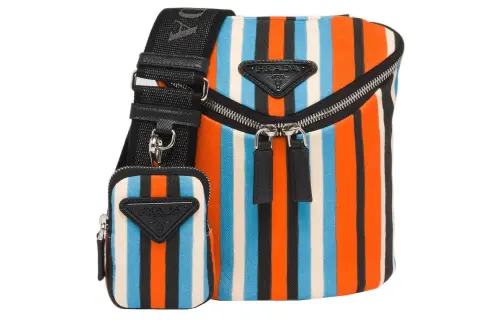 PRADA Saffiano Fabric Crossbody Bags Men's Orange