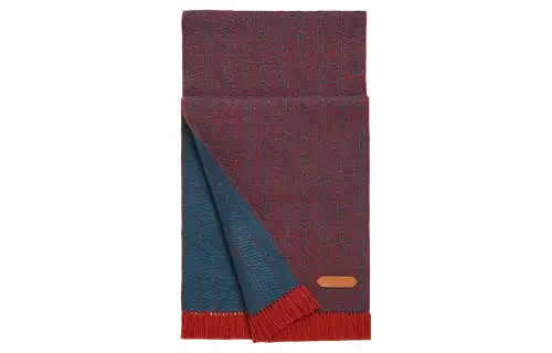HERMES Knit Scarves Unisex Marine Blue/Hermes Red