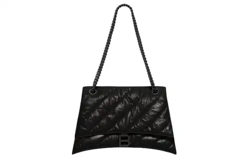 Balenciaga Crush Medium Chain Quilted Bag Black