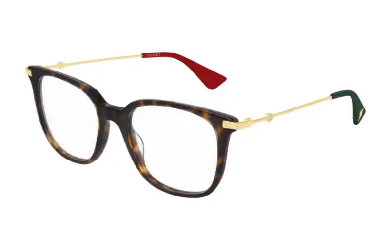 GUCCI Bee Plate And Metal Butterfly Prescription Glasses Women's Leopard Print/Gold