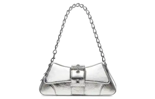 Balenciaga Lindsay Cow Leather Portable Crossbody Bag, Shoulder Bag Women's Silver