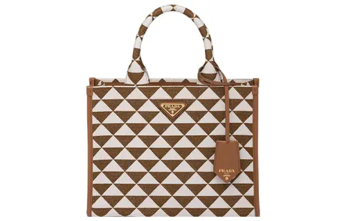PRADA Fabric With Leather Tote Bag, Shopping Bag, Shoulder Bag, Crossbody Bag, Handbag Small Women's