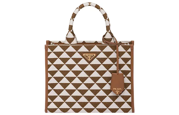 PRADA Fabric With Leather Tote Bag, Shopping Bag, Shoulder Bag, Crossbody Bag, Handbag Small Women's