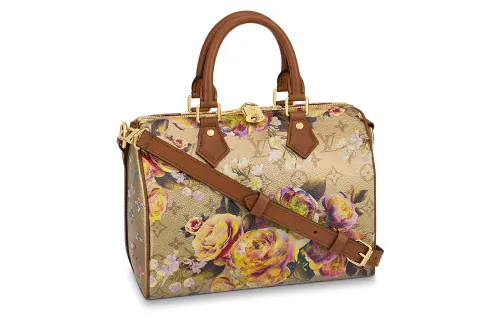 LOUIS VUITTON Speedy Bandouliere 25 Floral Pattern Gold