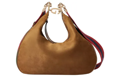 GUCCI Attache Suede Crossbody Bag, Shoulder Bag Women's Brown