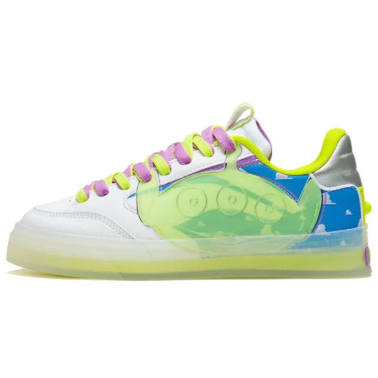 Disney X LINING Wei Wu 180 Skateboard Shoes Women's Low-Top Standard White/Bamboo Green/Light Cobalt Blue