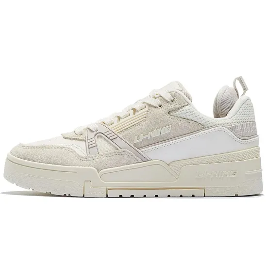 LINING 001 BTC Skateboard Shoes Women's Low-Top Vanilla White/Daybreak Gray