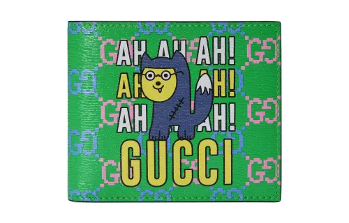 GUCCI Leather Wallet Regular Men's Green