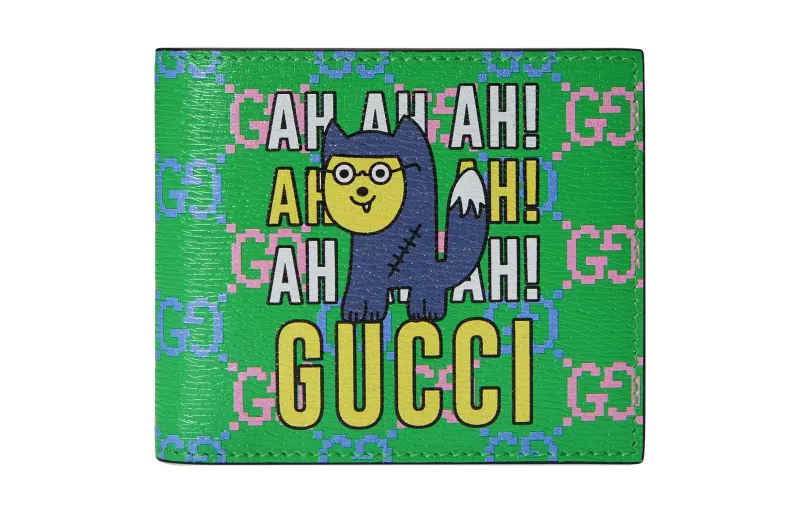 GUCCI Leather Wallet Regular Men's Green