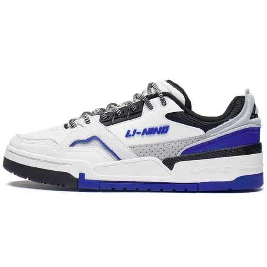 LiNing 001 BTC SP Slip Resistant Cushioning Wear Resistant Low Top Skateboard Shoes Men's White Blue