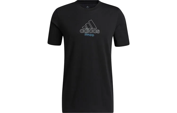 Adidas T-Shirts Men's Black Crew Neck Moderate Straight Fit