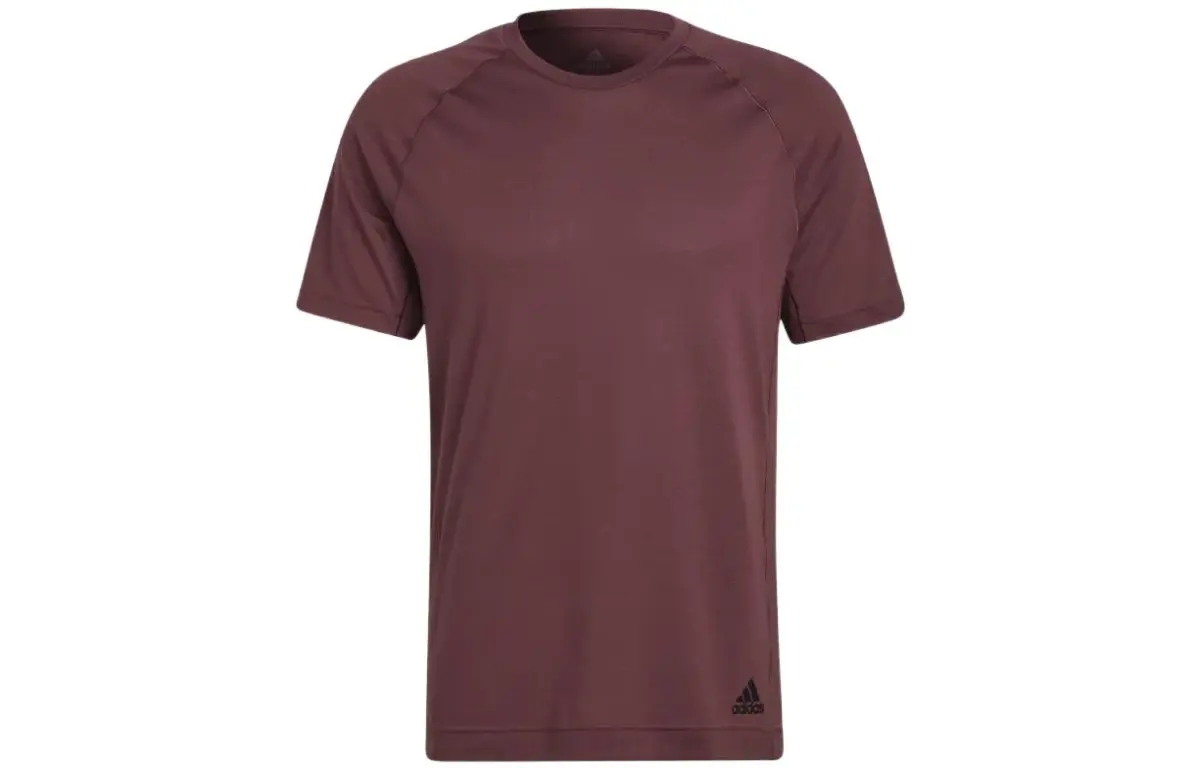 Adidas T-Shirts Men's Burgundy Crew Neck Moderate Straight Fit