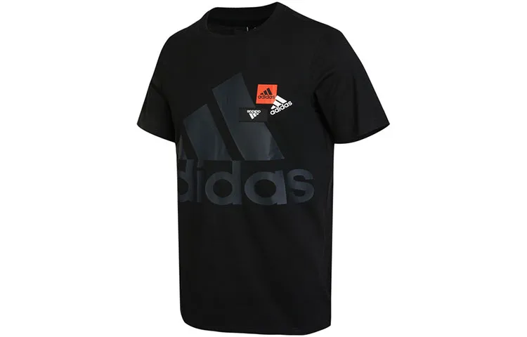 Adidas T-Shirts Men's Black Crew Neck Moderate Straight Fit