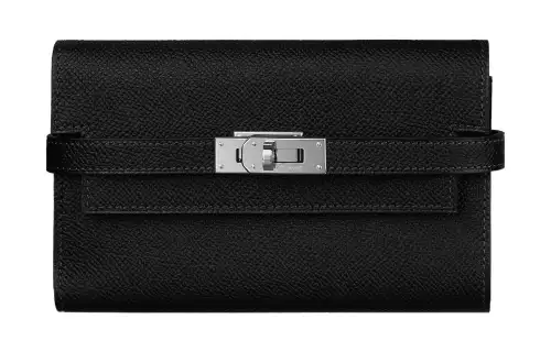 HERMES Kelly Epsom Leather Kelly Bag, One Shoulder Handbag Women's 89 Noir Black
