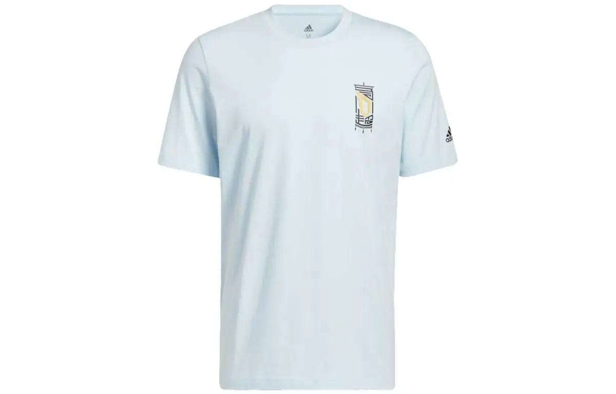 Adidas T-Shirts Men's Blue Crew Neck Moderate Straight Fit