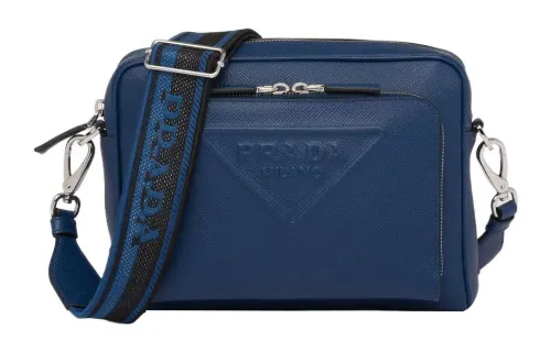 PRADA Saffiano Leather Messenger Bag, Crossbody Bag, Shoulder Bag Men's Dark Purple Blue
