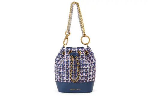 CHARLES&KEITH Tweed Bucket Bag, Shoulder Bag, Crossbody Bag Regular Women's Multicolor