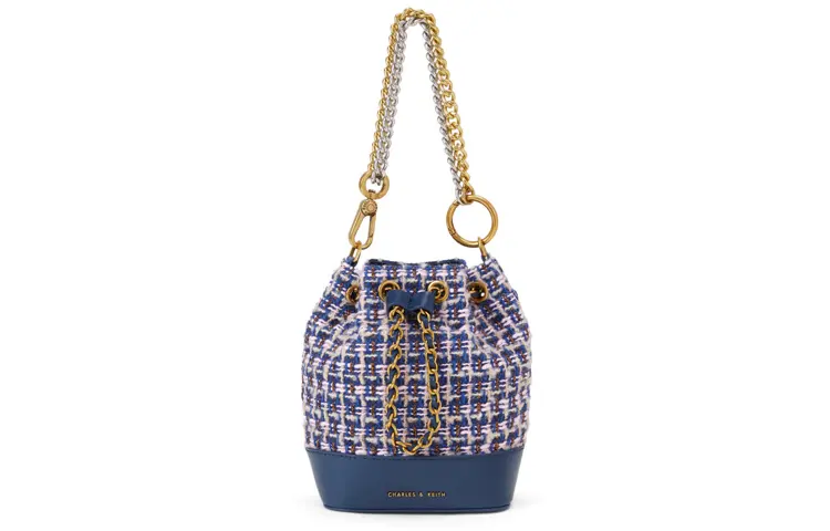 CHARLES&KEITH Tweed Bucket Bag, Shoulder Bag, Crossbody Bag Regular Women's Multicolor