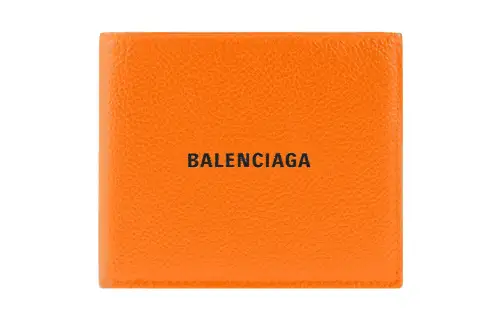 Balenciaga Cash Square 8 Card Slot 2 Bill Compartments Folded Wallet Orange/Black