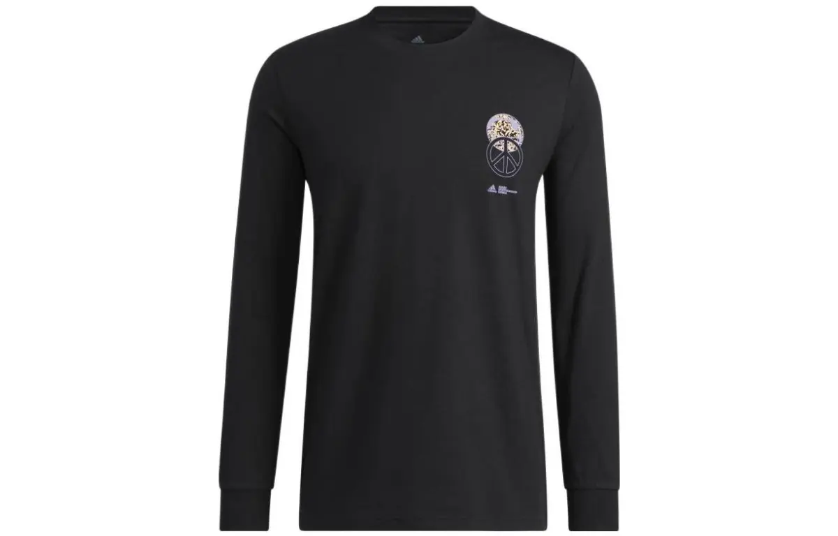 Adidas T-Shirts Men's Black Crew Neck Moderate Straight Fit