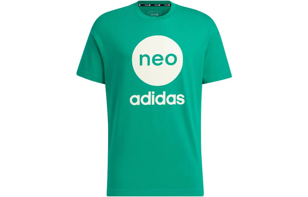 Adidas Neo T Shirts Men's Green Crew Neck Moderate Straight Fit
