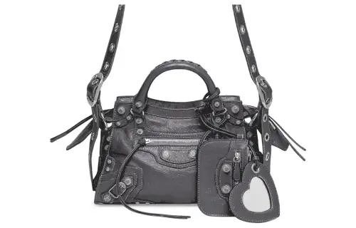 Balenciaga Neo Cagole Fine Grained Sheepskin Shoulder Bag, Crossbody Bag, Handbag Extra Small Women's Dark Gray