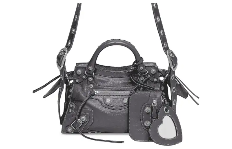 Balenciaga Neo Cagole Fine Grained Sheepskin Shoulder Bag, Crossbody Bag, Handbag Extra Small Women's Dark Gray