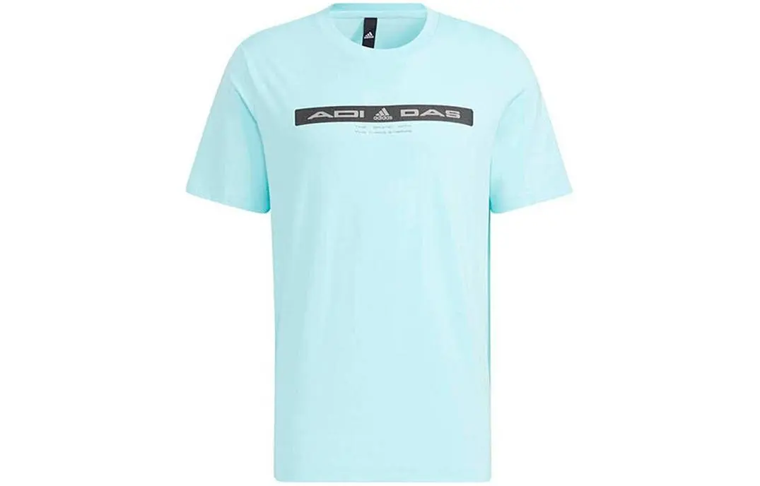 Adidas T-Shirts Men's Blue Crew Neck Moderate Straight Fit