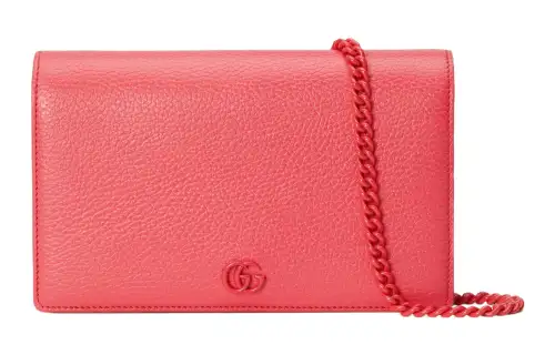 GUCCI GG Marmont Leather Chain Bag, Shoulder Bag, Crossbody Bag Mini Women's Coral Pink