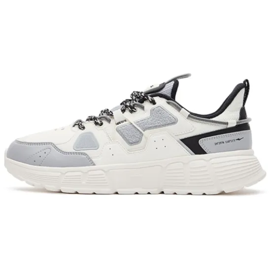 Erke Cushioned Slip-Resistant Abrasion-Resistant Low-Top Sports Casual Shoes Men's White Gray