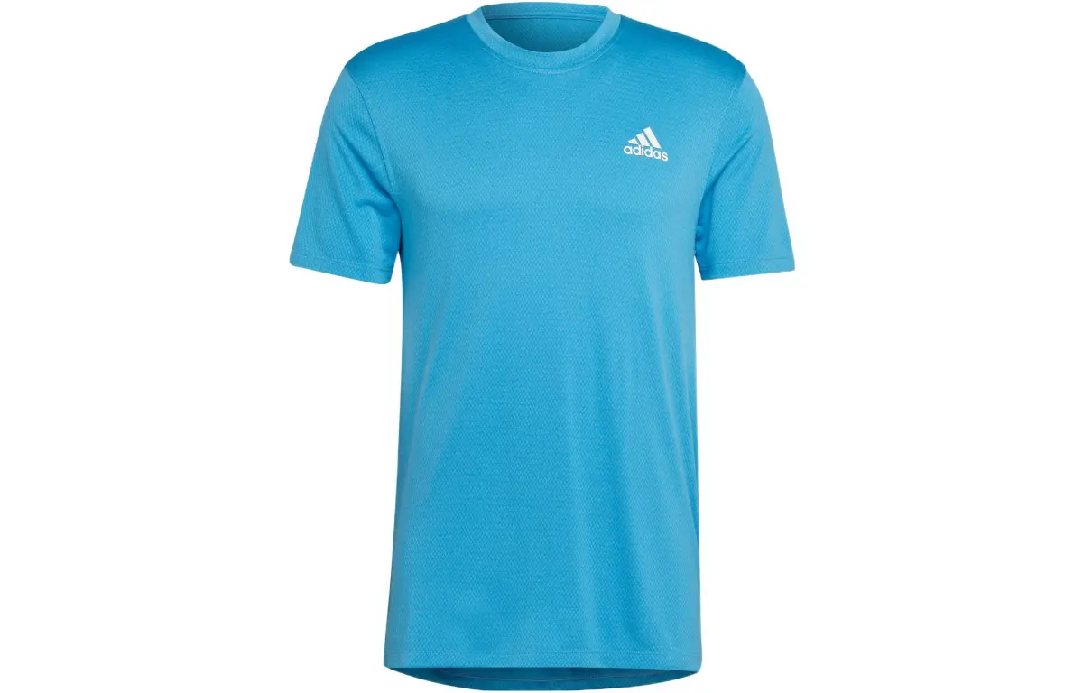 Adidas T-Shirts Men's Blue Crew Neck Moderate Straight Fit