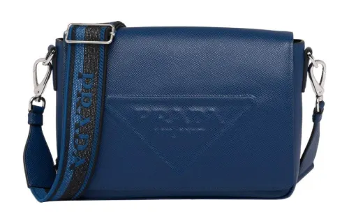 PRADA Saffiano Leather Messenger Bag, Crossbody Bag, Shoulder Bag Men's Dark Purple Blue