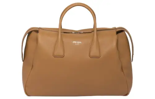PRADA Leather Handbag Travel Bag Men's Caramel