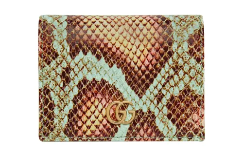 GUCCI GG Marmont Python Skin Wallet, Card Holder Women's