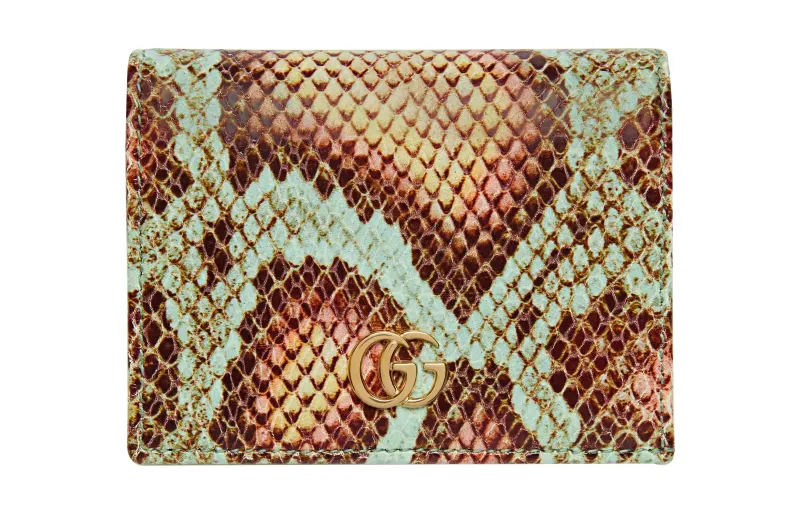 GUCCI GG Marmont Python Skin Wallet, Card Holder Women's
