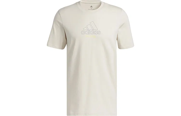 Adidas T-Shirts Men's Beige Crew Neck Moderate Straight Fit