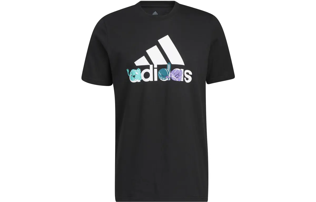 Adidas T-Shirts Men's Black Crew Neck Moderate Straight Fit