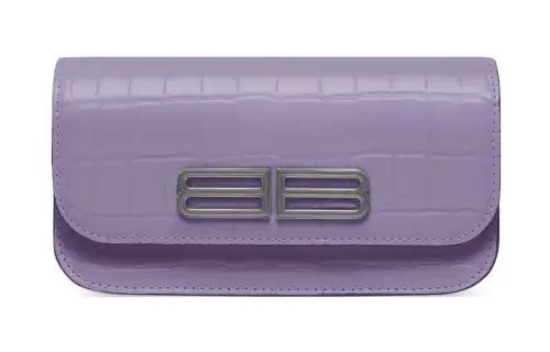 Balenciaga Gossip Cow Leather Wallet Women's Pink Purple