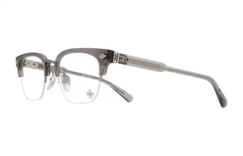 Chrome Hearts Plate And Metal Round Eyeglass Frames Unisex Gray