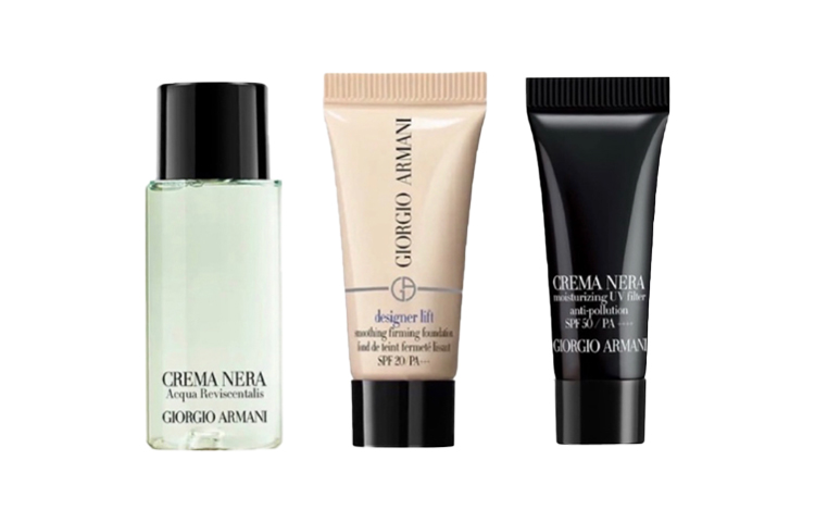 Armani, makeup primer, set, moisturizing smoothing foundation for keys, sample