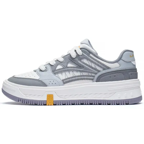 LINING Skateboard Shoes Men Low-Top Mist White/Microcrystalline Gray/Shark Gray
