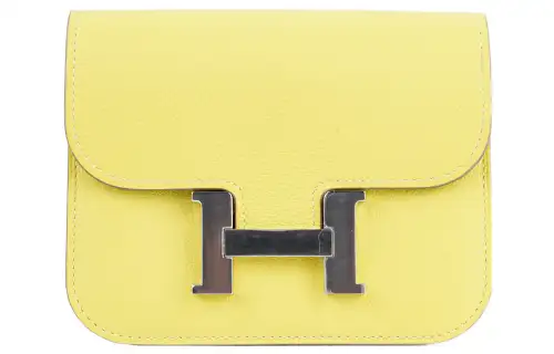 HERMES Constance Slim Evercolor Leather Fanny Pack Regular Women's Lemon/Pure White