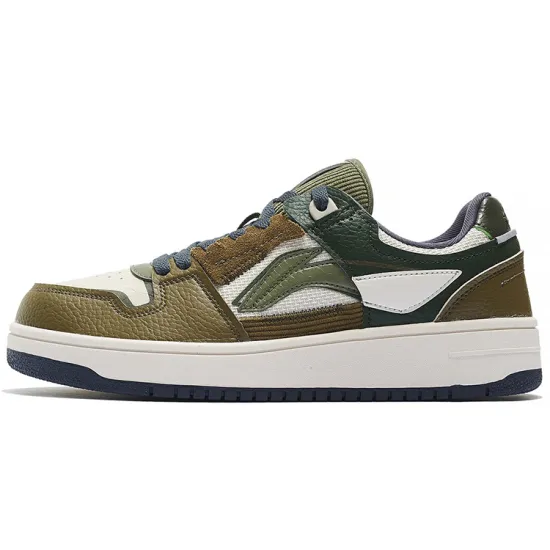 LINING Tianji Skateboard Shoes Men Low-Top Dark Olive Green/Yellow Gray