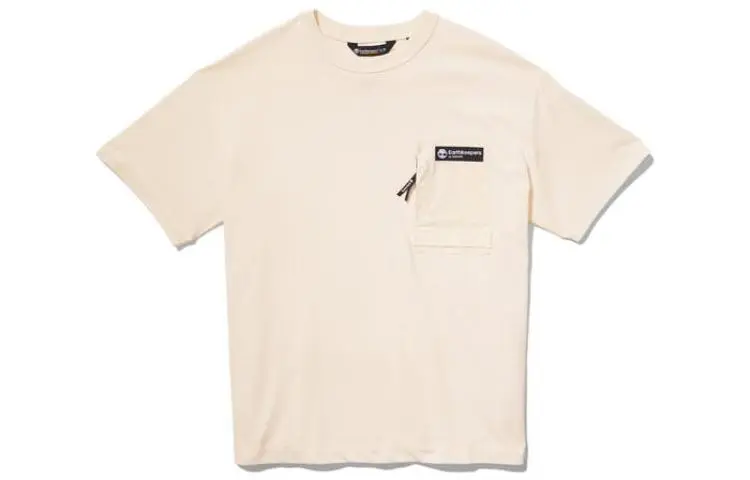 Timberland T-Shirts Unisex Beige Crew Neck Moderate Straight Fit