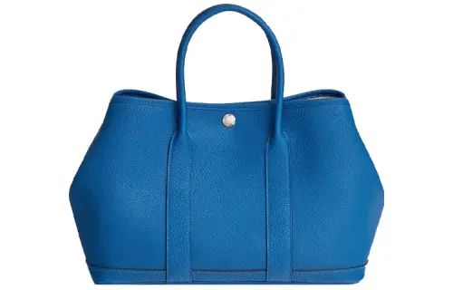 HERMES Garden Party Negonda Calfskin Handbag 30 Women's B3 Bleu Zanzibar Tanzania Blue