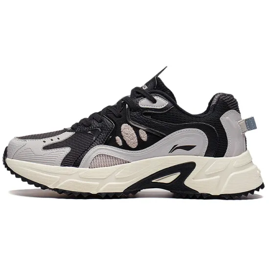 LiNing Anti-Slip Wear-Resistant Breathable Lightweight Low-Top Sports Casual Shoes Men's Black Gray Color