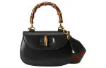 GUCCI Bamboo 1947 Leather Shoulder Bag, Crossbody Bag, Handbag Small Women's Black