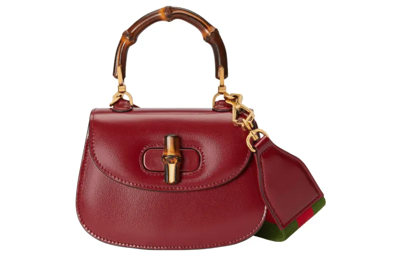 GUCCI Bamboo 1947 Leather Bamboo Bag Handbag, Shoulder Bag Mini Women's Terracotta