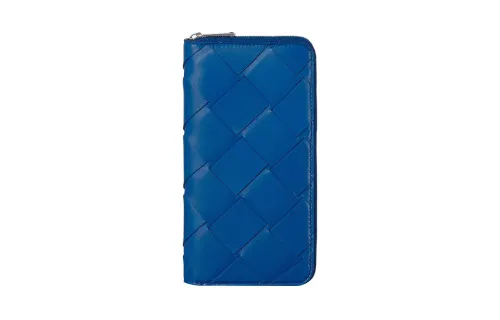 Bottega Veneta Lambskin With Calfskin Wallet Men's Blue