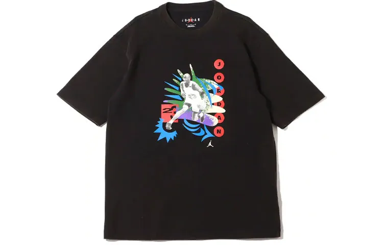 Jordan T-Shirts Men's Black Crew Neck Moderate Straight Fit